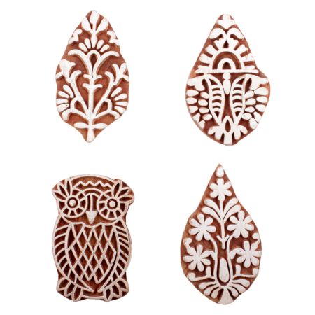 Set of 4 Piece New Mix Wooden Printing Block